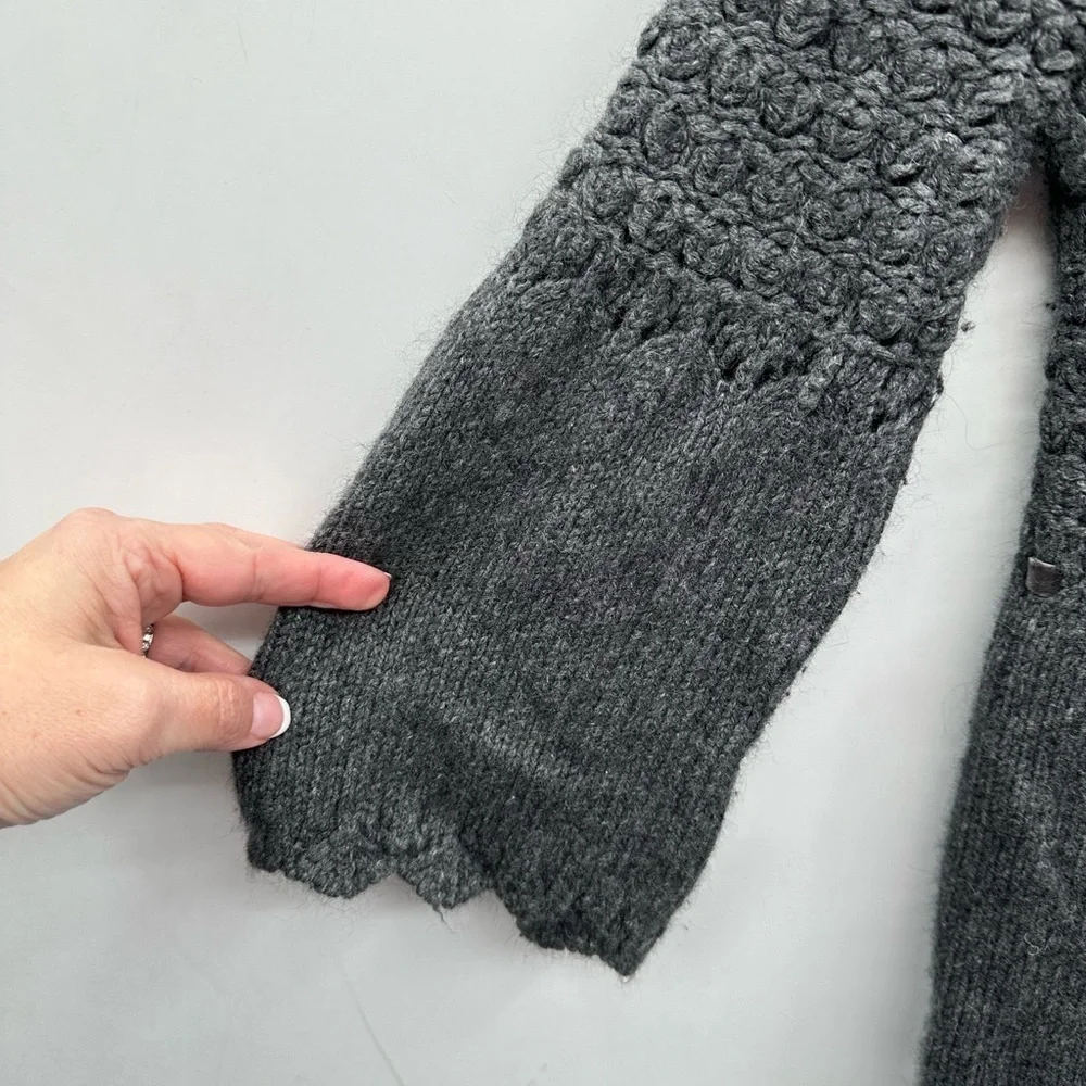 VINTAGE Y2K JUICY COUTURE SP grey knit woman bell sleeve crochet knit cardigan